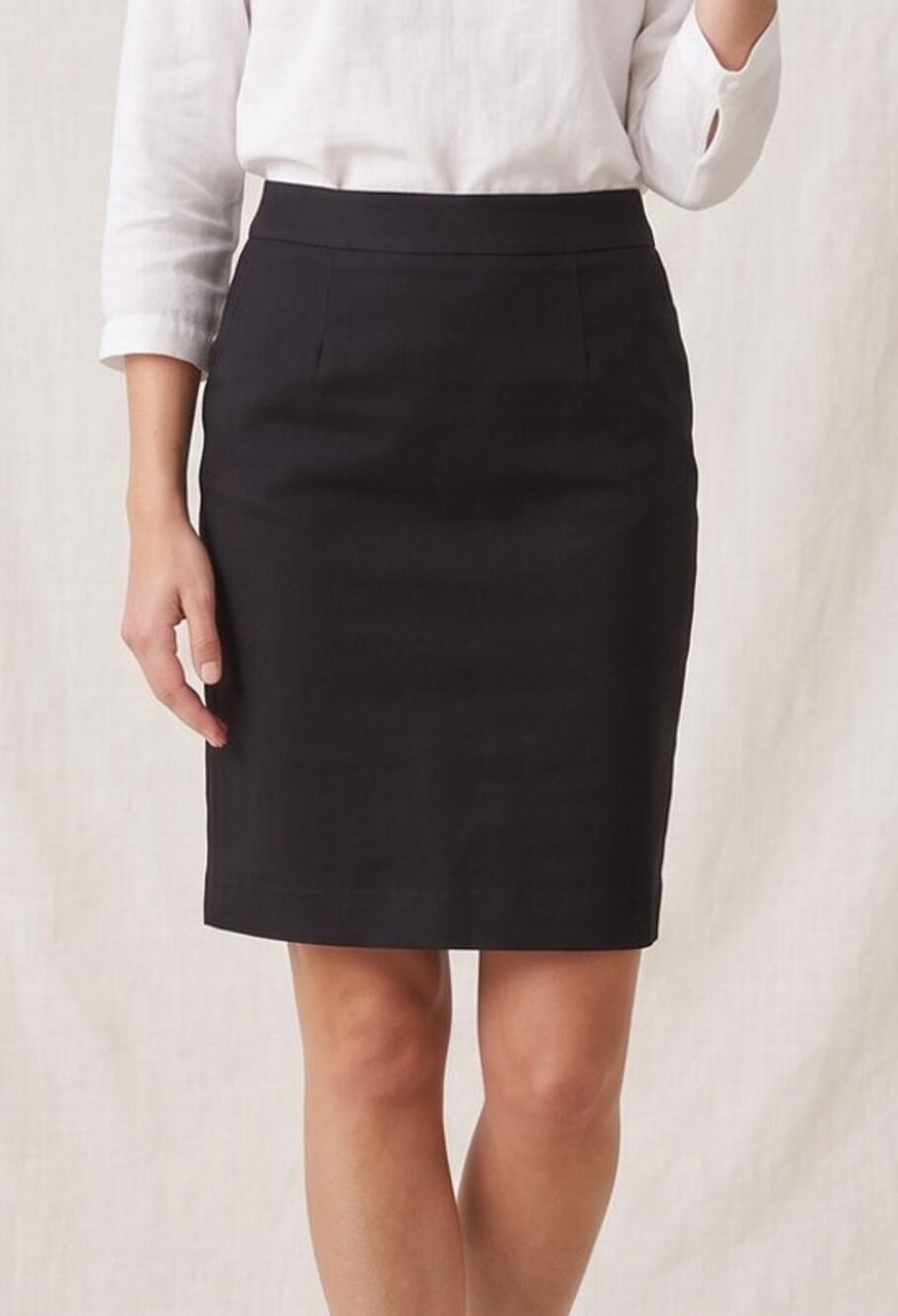 Merona Stretch Cotton Spandex Size 6 Black Pencil Skirt Back Zipper